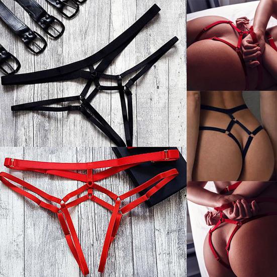 Tanga Femei Transparentă Ajustabilă Sexy Culoare Pură Ajour T-back pentru Ziua Îndrăgostiților
