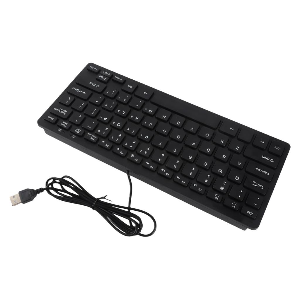 78 Keys Thin USB Wired Keyboard for Desktop Computer Laptop PC (Black)