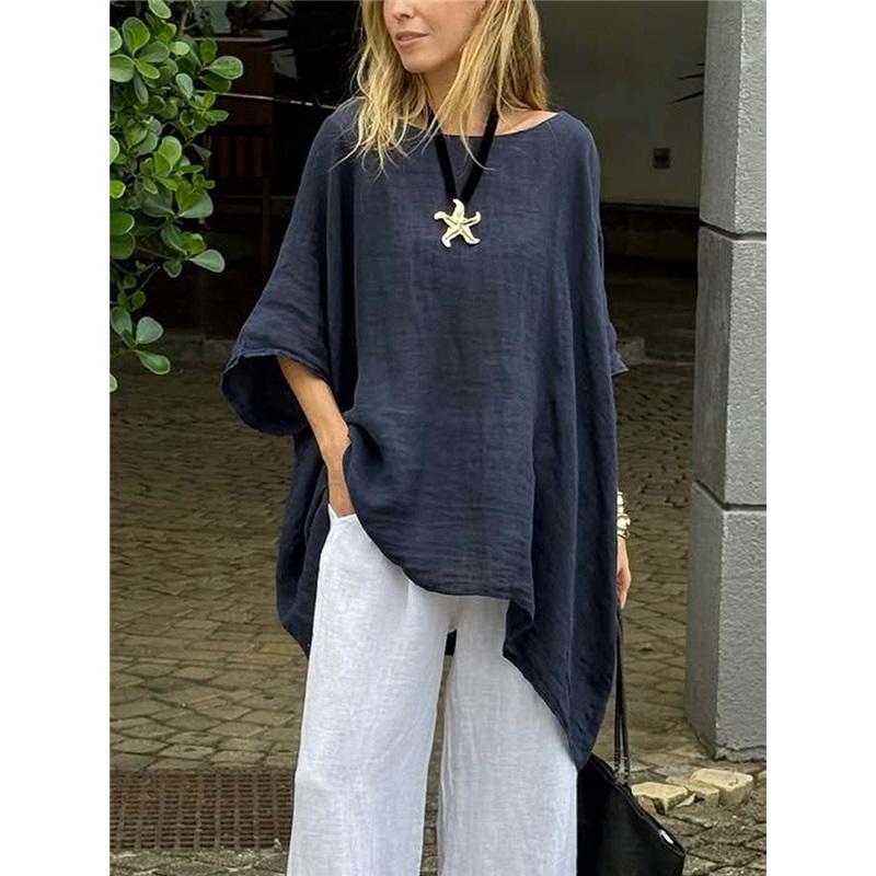 Irregular Hem Cotton Linen Casual Shirt