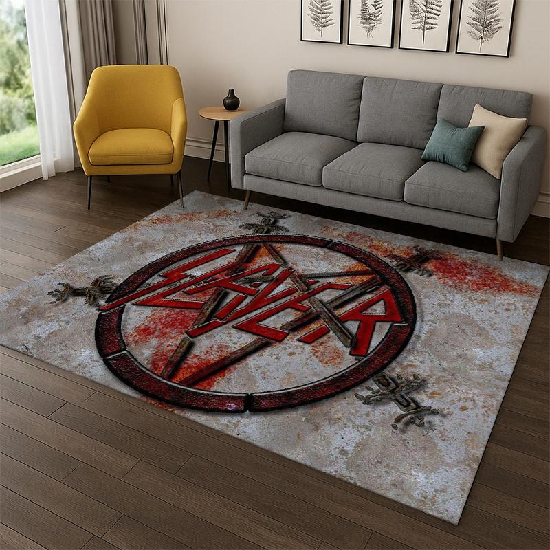 

Retro Slayer Heavy Metal Rcck Band Sign Carpet Rug for Bedroom Living Room Sofa Doormat Home Decor,Kid Game Area Rug Non-slip 40x60cm