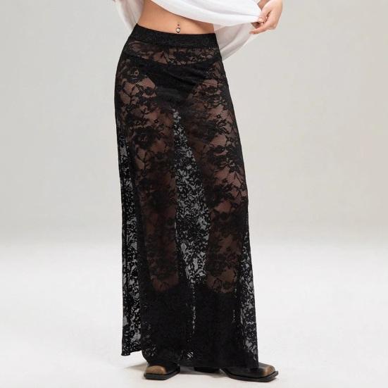 Obepínací sukně do tvaru rybího ocasu, vysoký pas, úzká, průhledná krajka, maxi sukně, na bankety, rande, univerzální pro denní nošení