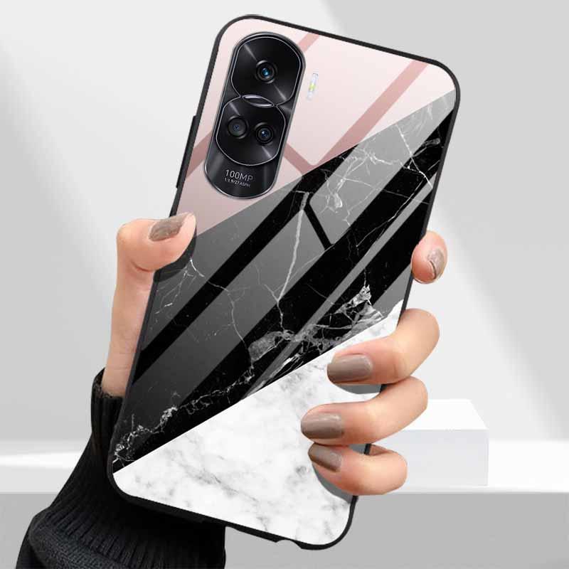 Tempered Glass Hard Cover For Honor 90 Lite 5G Case Lovely Marble Funda Coque For Honor 90 Pro Honor90 90Lite 90Pro Phone Shells