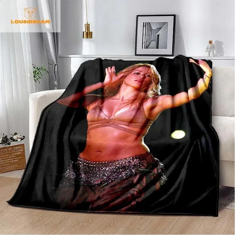 Mode Shakira Merch Pop Kvinnlig Sångare Tryck Flanellfilt Stjärnkonst Bärbar Hem Resa Kontor Vilopaus Julklapp