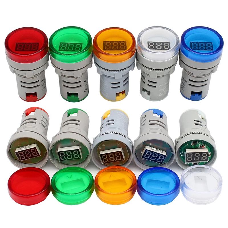 DIY Mini Digital Voltmeter 22mm Round AC 50-500V Volt Voltage Tester Meter Monitor Power LED Indicator Pilot Lamp Light Display