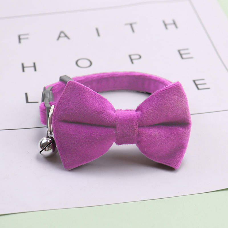 Bow Collar Solid Color Bowknot Puppy Chihuahua Adjustable Cats Accessories Safety Bell Tie Bow Buckle Pets with Collar New