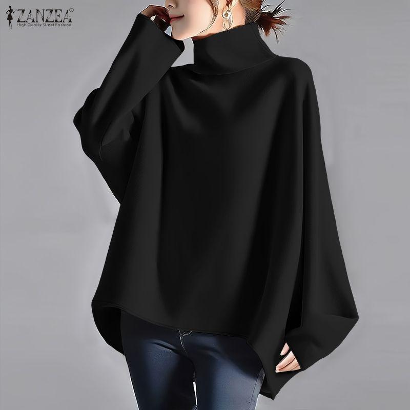 ZANZEA Women Stand Collar Loose Casual Long Sleeve Blouse
