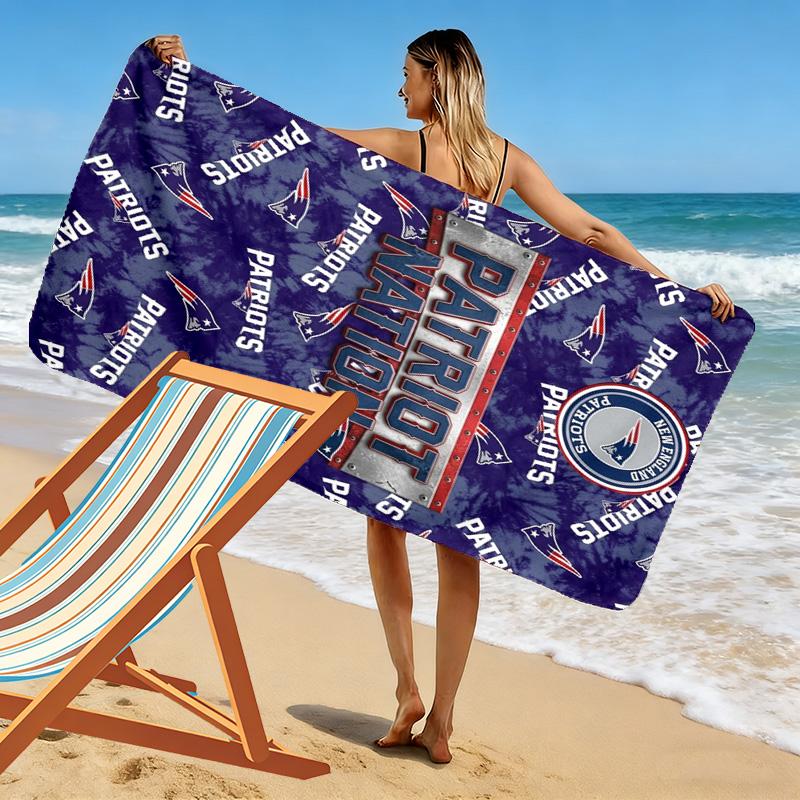 New England Patriots Print Beach Towel, Large Soft Quick Dry Towel for Beach Camping Swimming