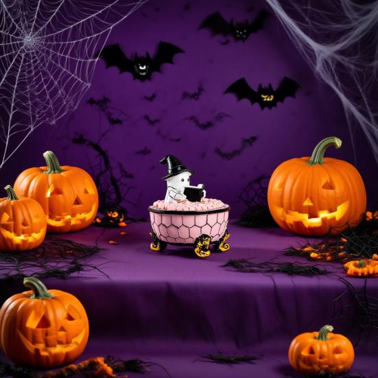 Ghost Bubble Bath Light Halloween Ghost Reading Book Night Light Handmade LED Table Lamp for Bedroom Study Room Bathroom Decor