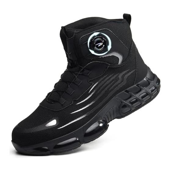 [Aoop] Men s Safety Shoes, High-Cut Work Shoes, Dial Type, Lightweight, Nail Prevention, Safety Shoes, Steel Toecap, Wear-Resistant, Slip-Resistant,
