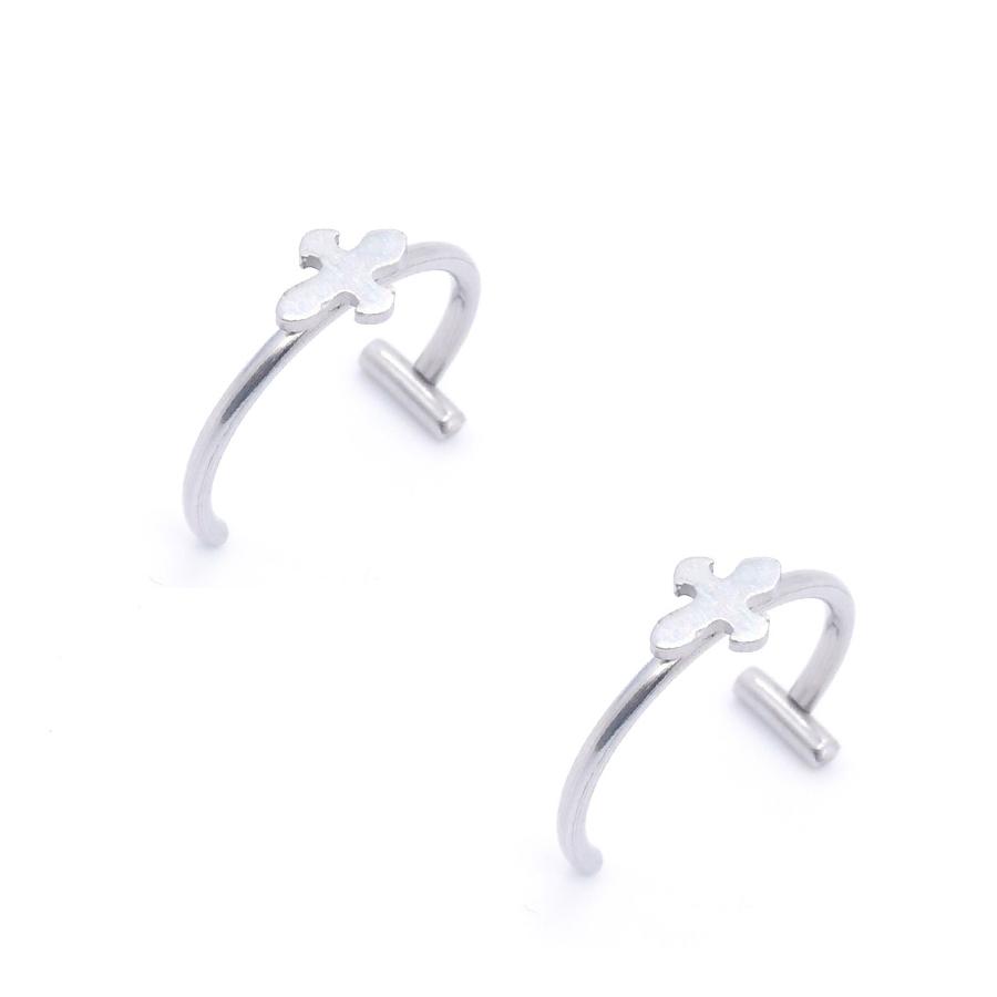 2PCS Trendy 10mm Stainless Steel Punk Clip On Fake Piercing Nose Wrap Lip Rings Unisex Nose Ring Women Men Tusk Body Jewelry