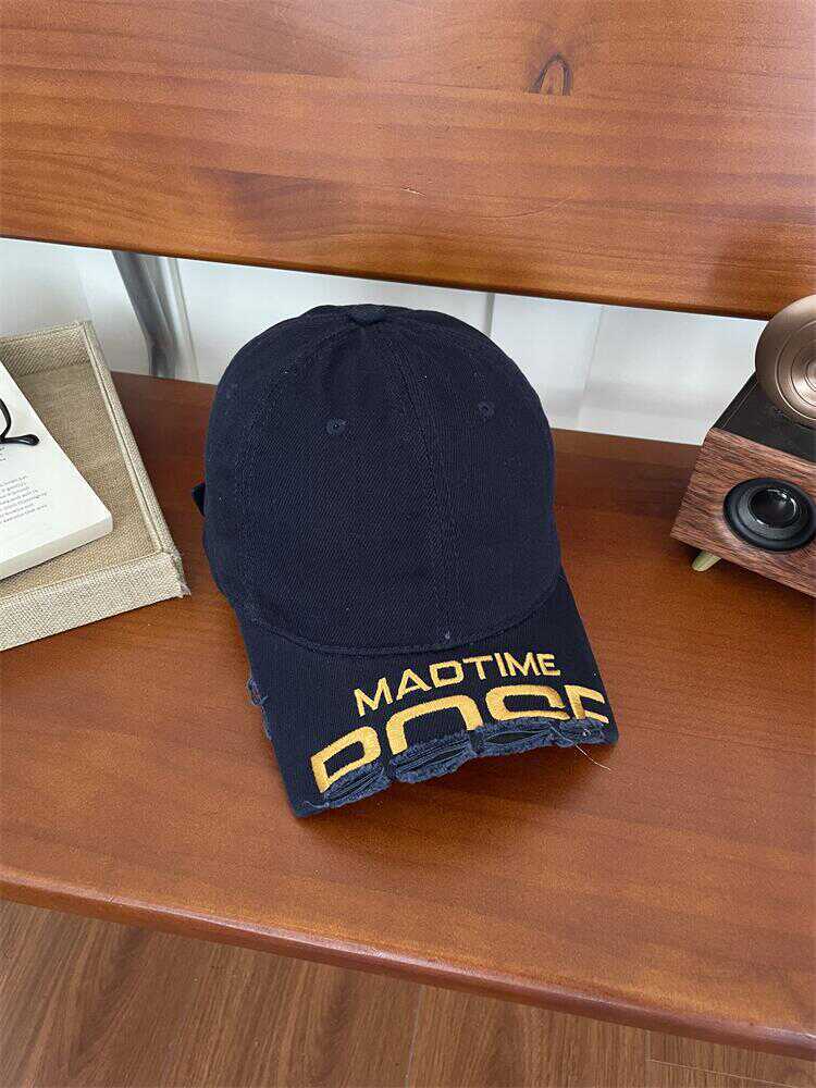 

2024 новая бейсболка с вышивкой и поломанными полями, женская универсальная стираная старая кепка для мужчин Wang Anyu та же тенденция M（56-58cm） тёмно-синий