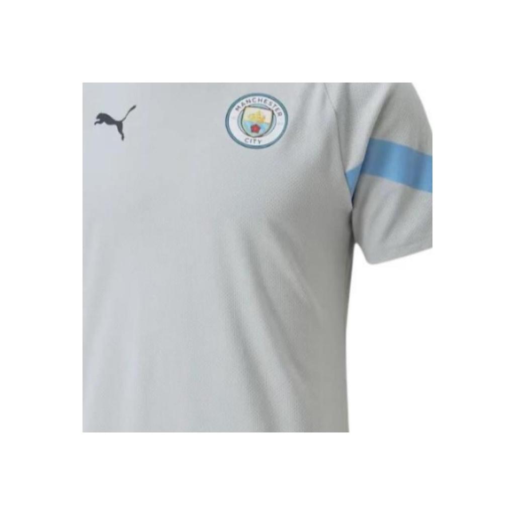 Puma 2022-23 Manchester City Letter V-Neck Fitted Short Sleeve Drop Shoulder T-Shirt Men T-Shirt Gray Purple 767748-14