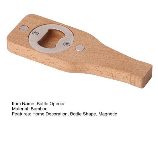Wooden Bottle Opener Refrigerator Magnet Manual Beer Bottle Opening Tool Fridge Magnet Home Office Kitchen Locker Decoration