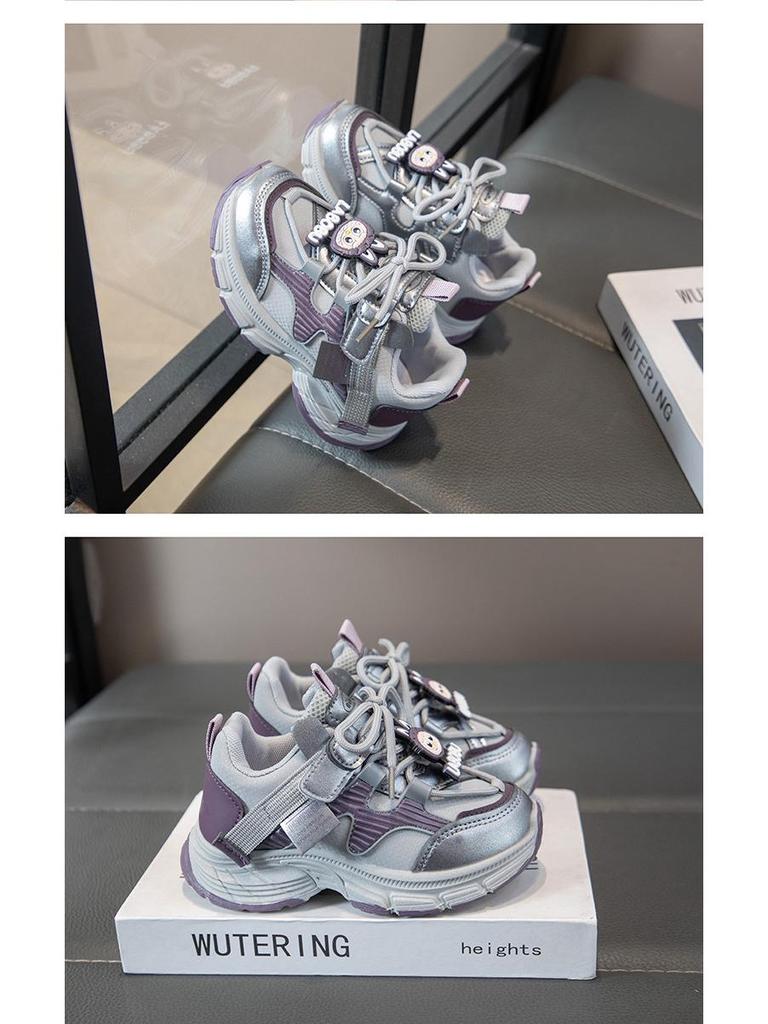 Children's Cartoon Fleece-Lined Sports Shoes, Soft Sole, New for 2025 Autumn/Winter, Unisex Casual Running Sneakers.
