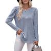 Women's Round Neck Bubble Sleeve Brushed Pit Stripe Solid Color Top Long Sleeved T-shirts