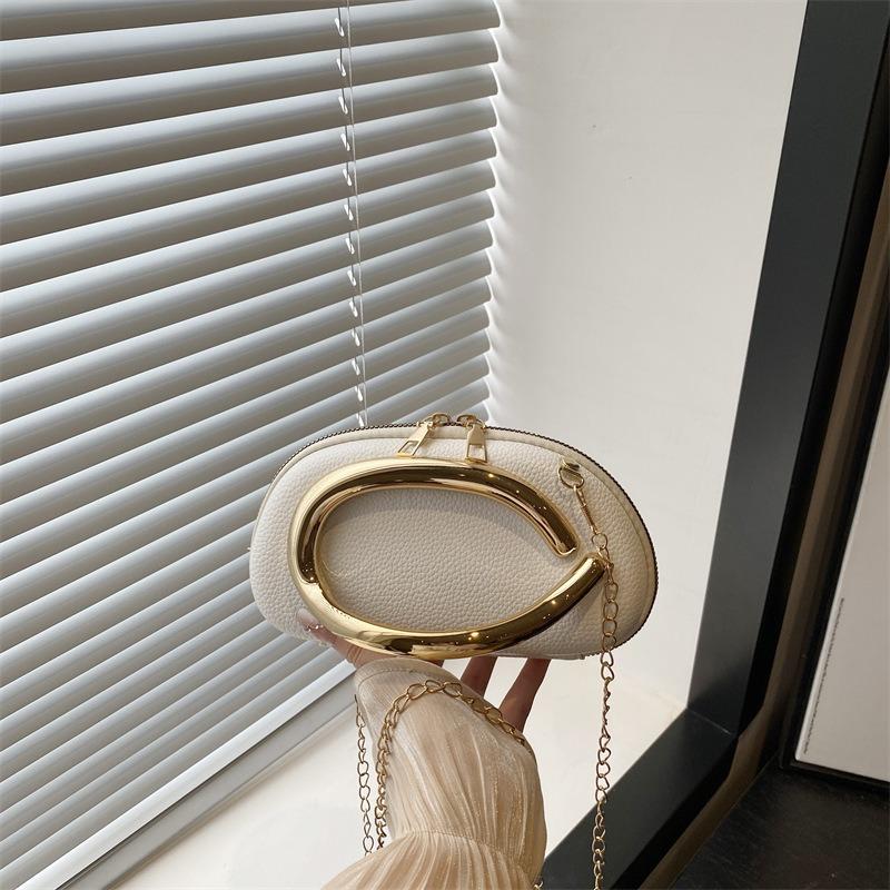Crossbody Bag Metal Decorative Clutch Bag New Chain Box Shoulder Bag Women's Dinner Bag Women's