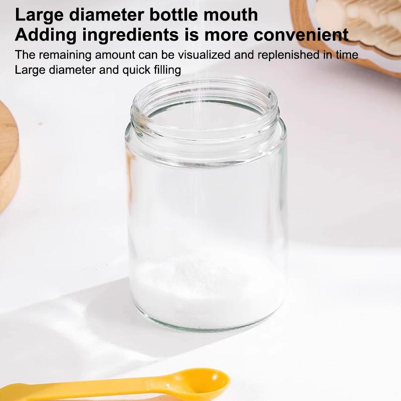 Food Grade Glass Spice Jar With Airtight Lid And Attached Spoon Perfect For Kitchen Cooking Baking Seasoning Storage