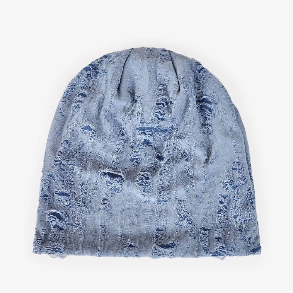 Holes Hair Caps Thin Knitted Hat Fashion Butterfly Print Beanies  Streetwear