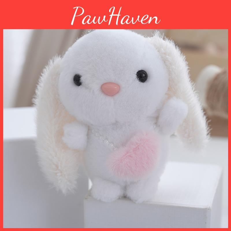 Charming Pink Plush Bunny Keychain Miniature Cuddly Doll Perfect For Children's Presents