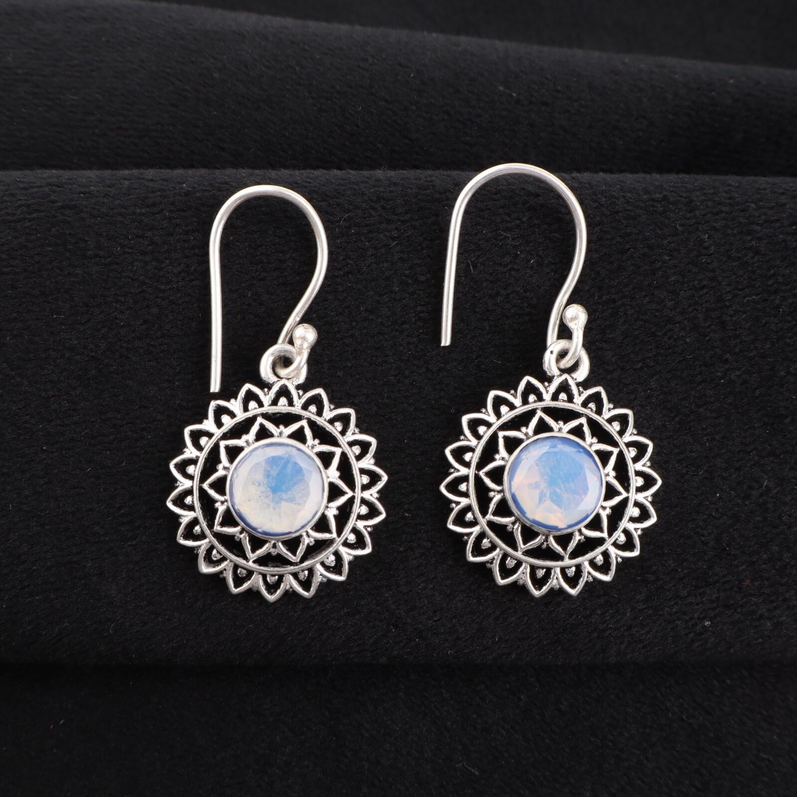 

Milky Opal Gemstone 925 Sterling Silver Women Jewelry Drop/Dangle Earrings 1.57 CE-19-14