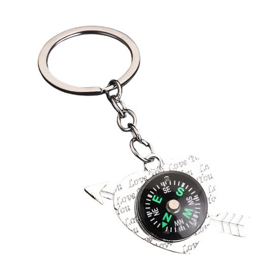 Compass Keychain Alloy Mini Compass Bag Charm Outdoor Camping Backpack Charm Keychain Gift for Hikers E