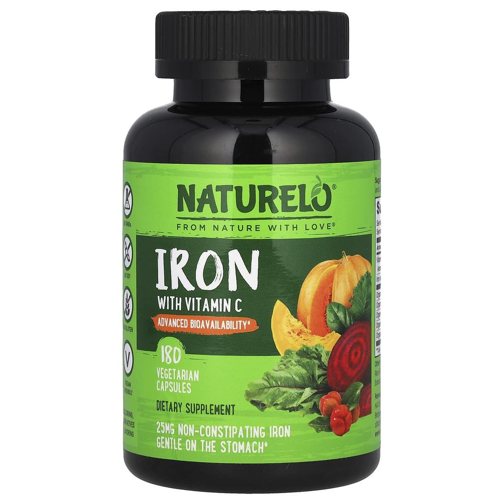 Iron with Vitamin C, Veggie Capsules 180