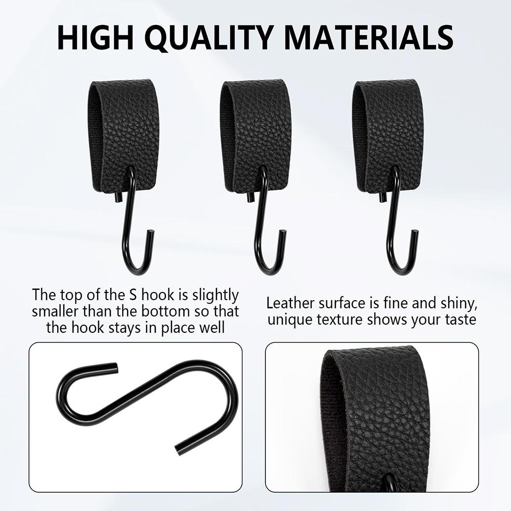 Συσκευασία 10 Μεταλλικών Γάντζων σε Σχήμα S με Δερμάτινο Κρίκο Γάντζος Παραθύρου Γάντζος Παντελονιού για Μπάνιο Υπνοδωμάτιο Σαλόνι