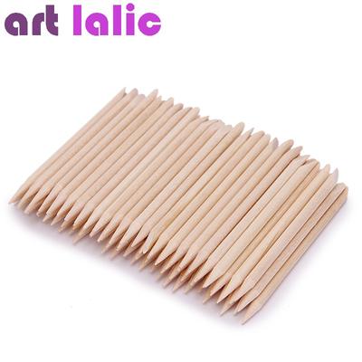 100 Pcs Nail Art Design Orange Wood Sticks Cuticle Pusher Remover Manicure Pedicure Care