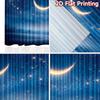2D Flat Printing 2pcs Curtains Crescent Moon Night Stars Sky Digital Printed Polyester Drapes Festive Wall Decor Use for Booths