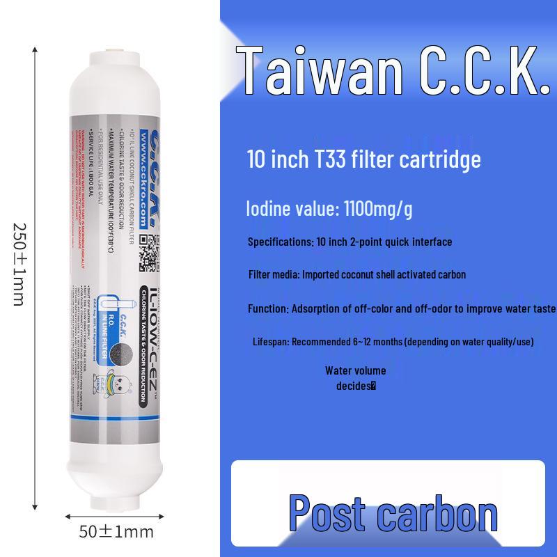 

Картридж для водяного фильтра с активированным углем CCK 2-минутное быстрое подключение - T33 Ультрафильтрация чистой воды с улучшением вкуса кокосовой скорлупой.