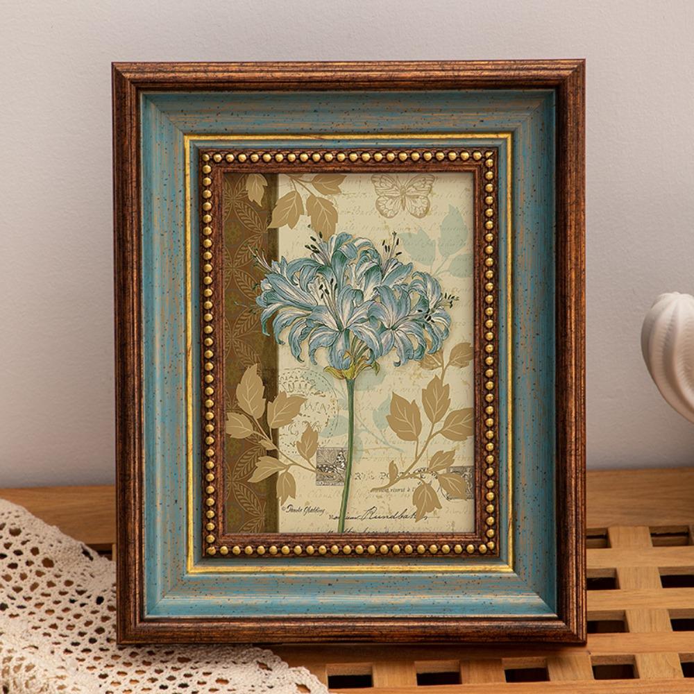 Elegant 6 Inch Photo Frame Black Rustic Resin Picture Frame Desktop Ornament Photo Display Stand Home Decor