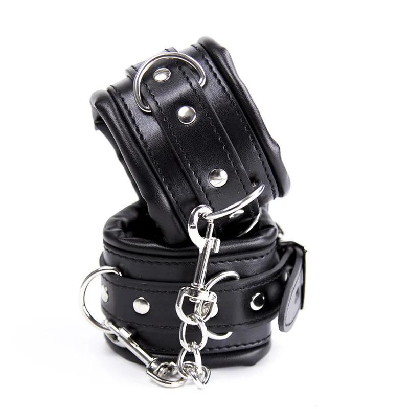 Stainless Steel Adjustable Open Leg Bar Handcuffs Ankle Cuffs Lockable Bondage Set Sex Slave Restraints Dog Collar Sex Toys