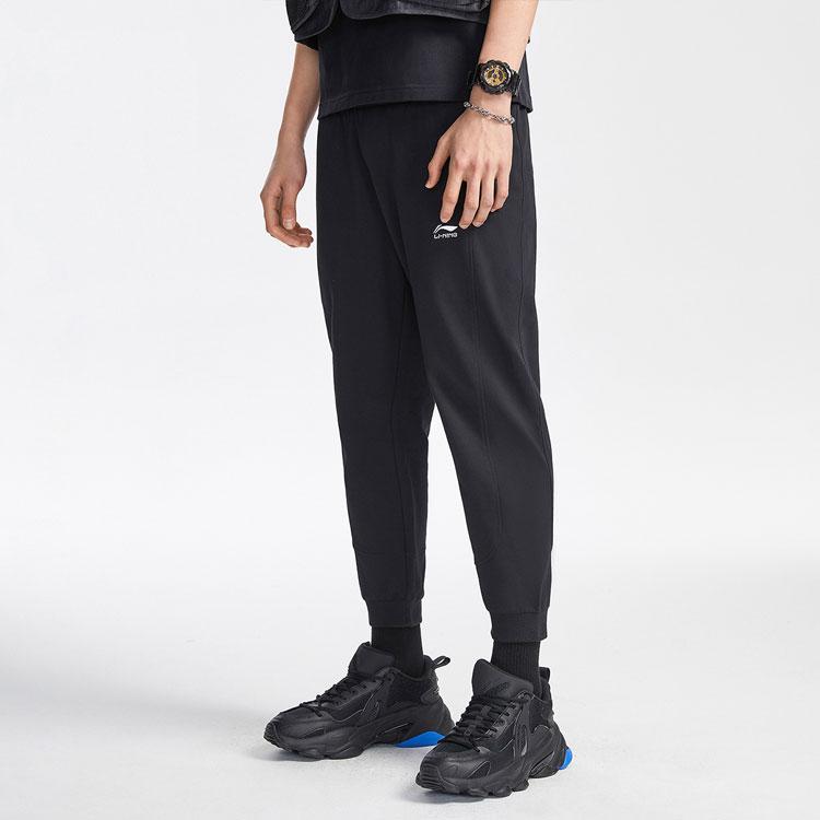 Li Ning Sports Fashion Series Tapered Casual Nine-Point Sweatpants Men Bottoms Black AKLR175-1