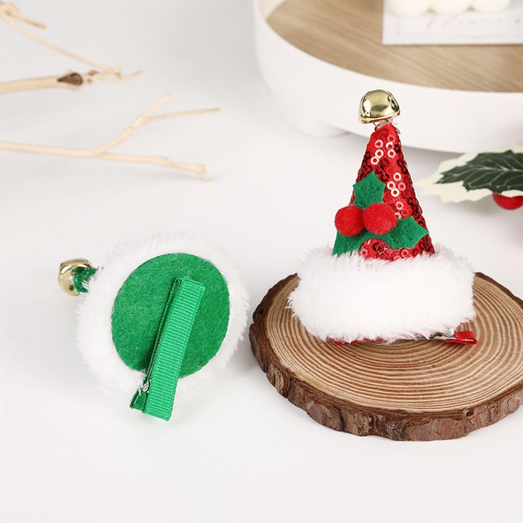 Mini Christmas Hat Shape Hairpins Hot Girls Punk Duckbill Hair Clip Festival Ponytail Bangs Hair Clip for Cosplay Santa