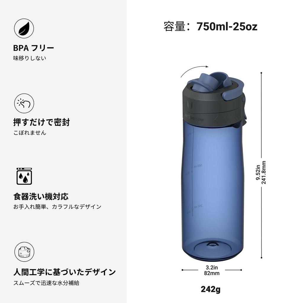 Super Sparrow 750ml Water Bottle Wide Mouth TouchGulp Water Bottle Tritan Drinking Bottle Lightweight and Sustainable for the and Outdoors - -