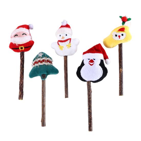 

5 шт., жевательная игрушка для кошек, милая снежная кукла Санта-Клауса, пингвин, счастливая сумка для чистки зубов