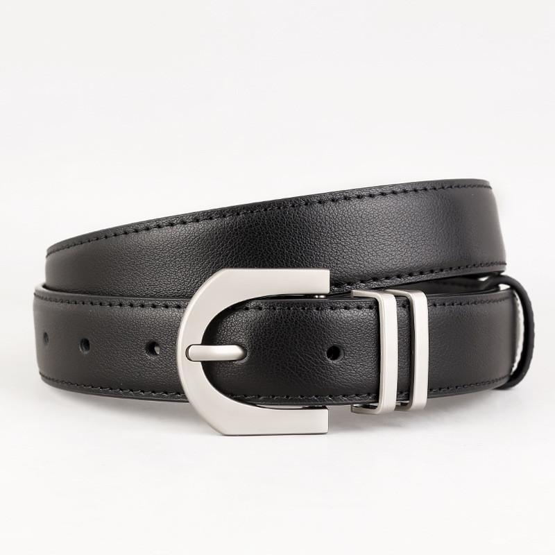 Genuine Leather Womens Belt With Metal Buckle For Casual And Office Wear чёрный