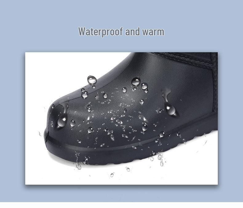 Aote Step-On Rain EVA Mid-Calf Boots 902, Black Cotton-Lined Non-Slip Rubber Shoes for Winter, Car Washing, Fishing, and Labor Protection.