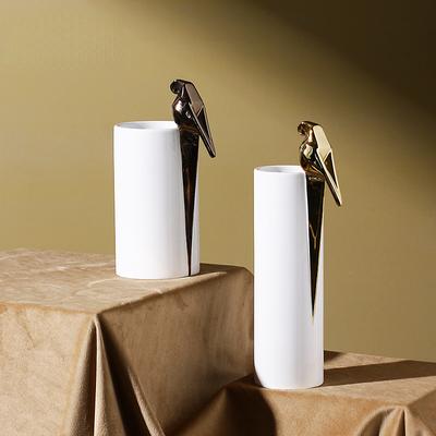 Keramikvase Cartoon Geometrische Vogelskulptur Simulation Papagei Vogelvase Blumengesteck Zubehör Blumenvase