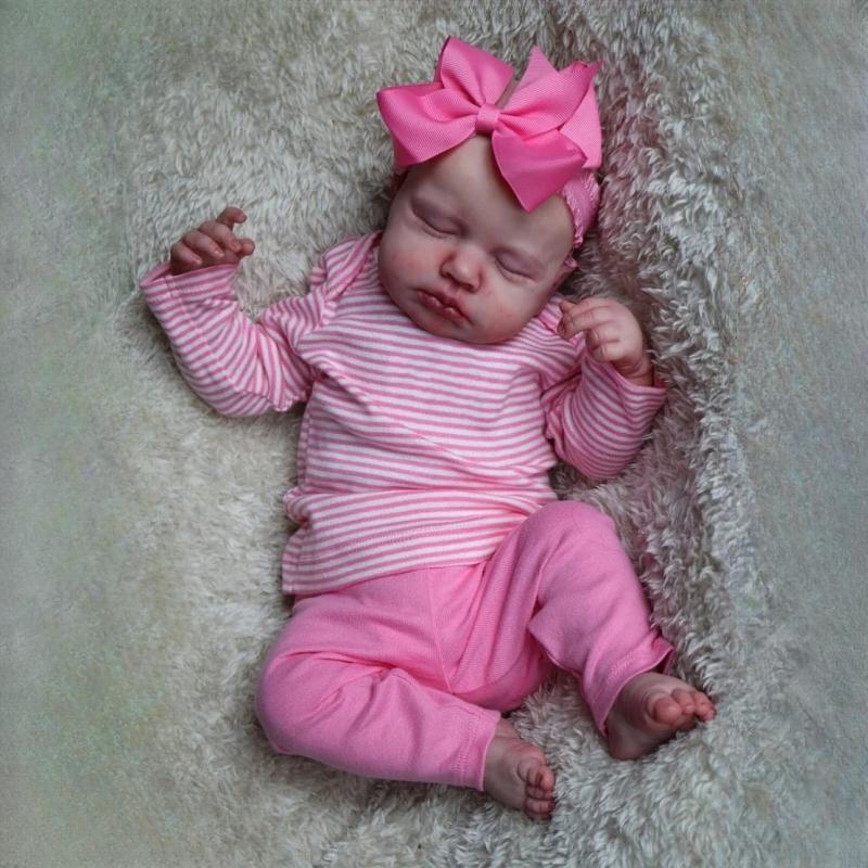 49 Cm Cloth Body Simulation Reborn Doll Lifelike Sleeping LouLou Rebirth Baby Dolls Children Elderly Accompany Toy Pregnant Woman Practice Gift Doll