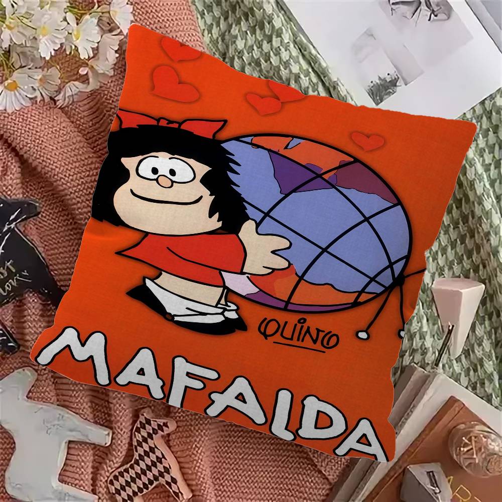 Cute Cartoon Mafalda Vintage Cushion Cover Polyester Sofa Cushions Decorative Throw Pillows Home Decoration Pillowcover