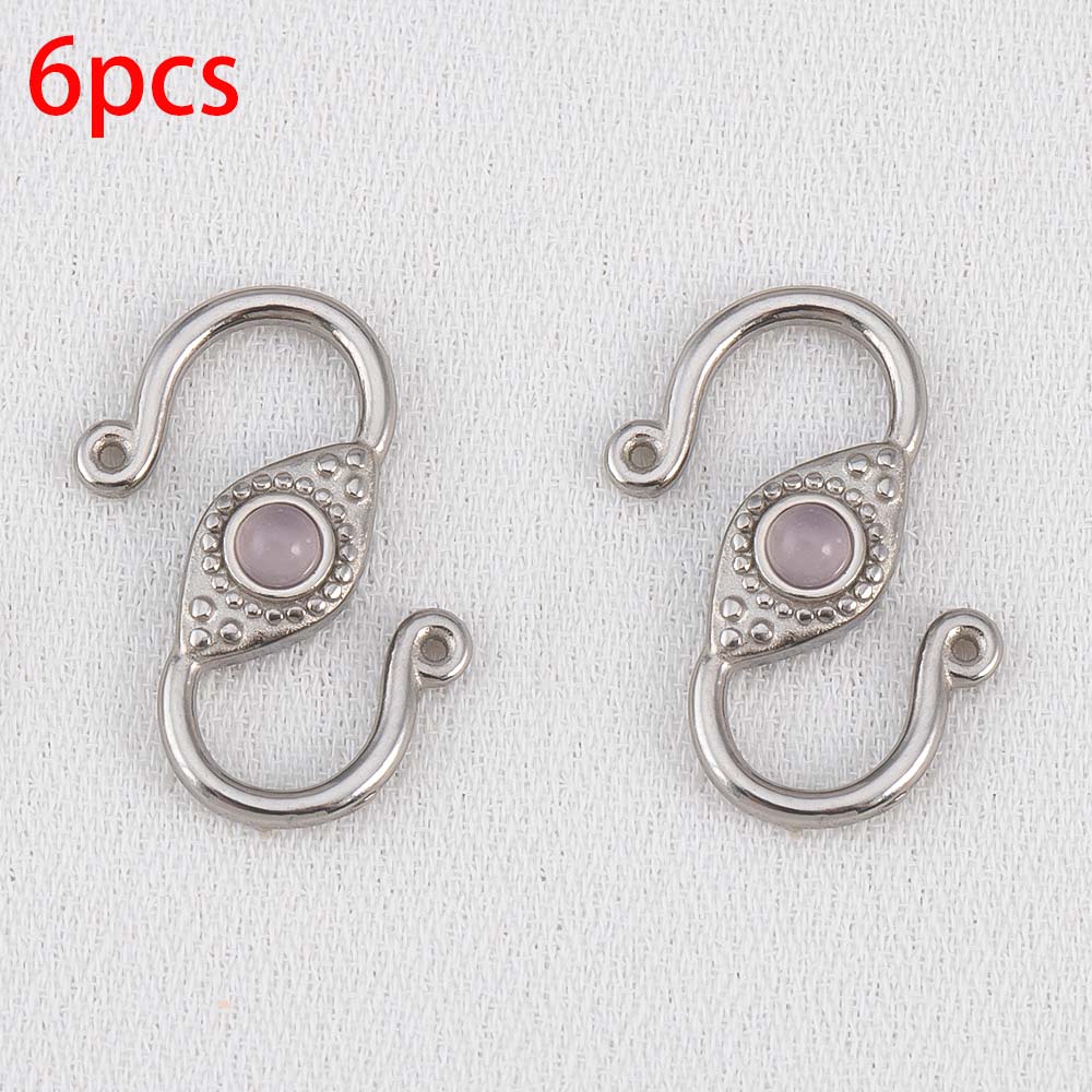 2pcs 6pcs Stainless Steel Natural Stone S Shape Hook Clasps Connectors Jewelry Makings Findings DIY Eye Clasp Jewelry Components