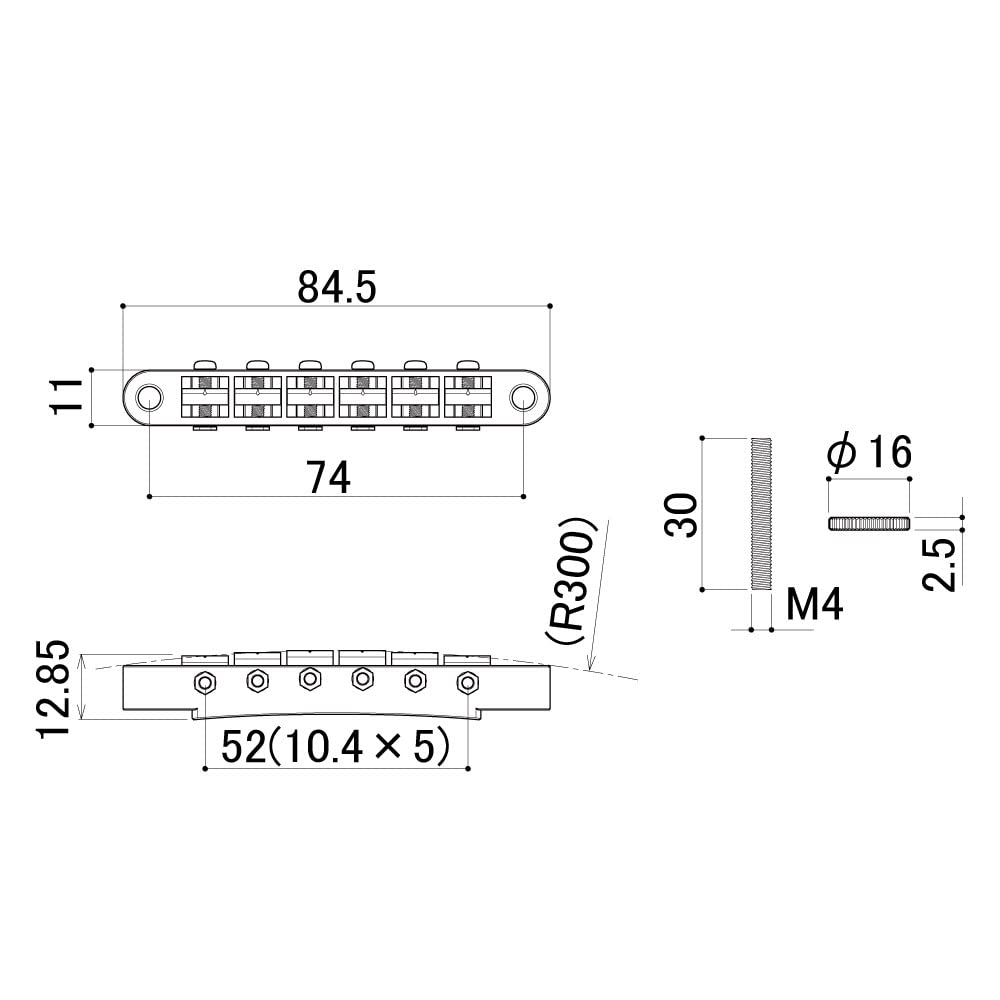 Scud GOTOH GE104B Custom Order R300 Ideal for R300 Nickel, (12") Fingerboards, GE104BN-BS300
