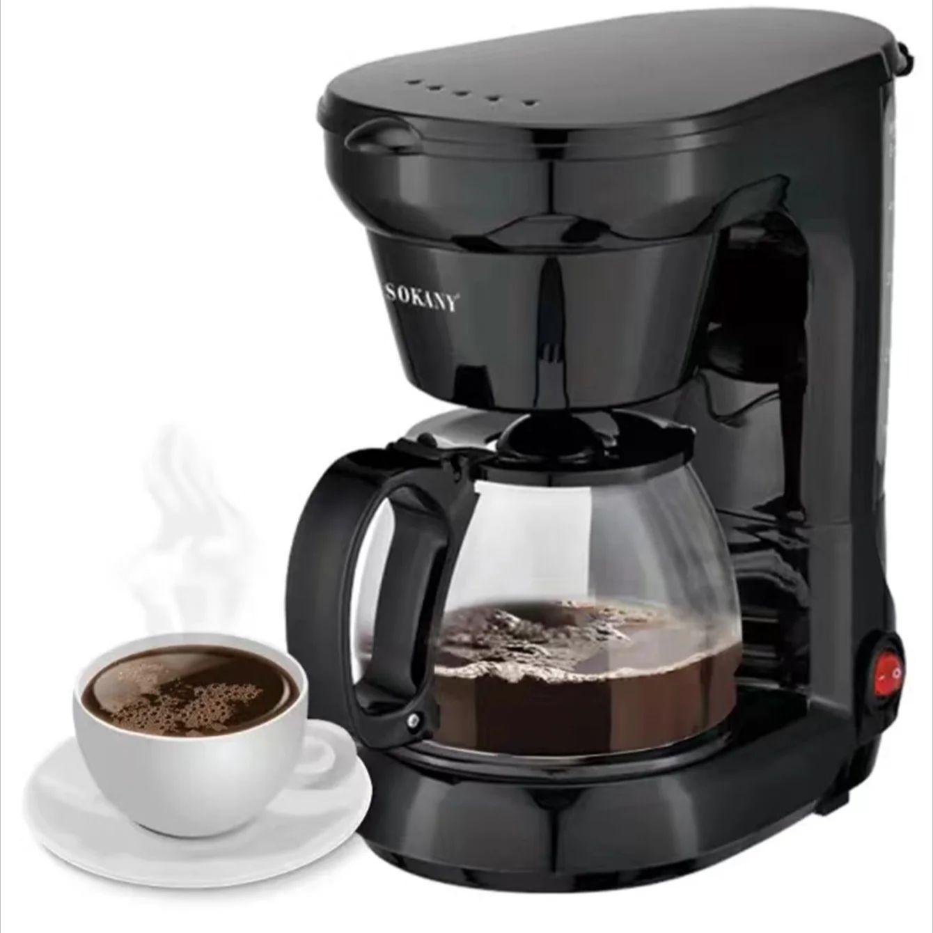 

SOKANY CM102 6-Cup Drip Coffee Maker Anti-Drip Coffee Pot Machine 750ml Borosilicate Glass Carafe Electric Coffee Maker UK чорний