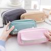 Pencil Case For Students With Large Capacity Dual Zipper Storage In Polyester Fabric