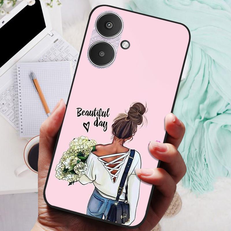 For Xiaomi Redmi 13C 5G Case Black Silicone Bumper Wolf Lions Soft TPU Covers for Xiaomi Redmi 13C 5G Funda Coque Protective