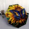 Butterfly Sunflower Themed Automatic Opening and Closing Umbrella Creative Design Umbrella, Portable Tri Fold Small Umbrella for Men and W