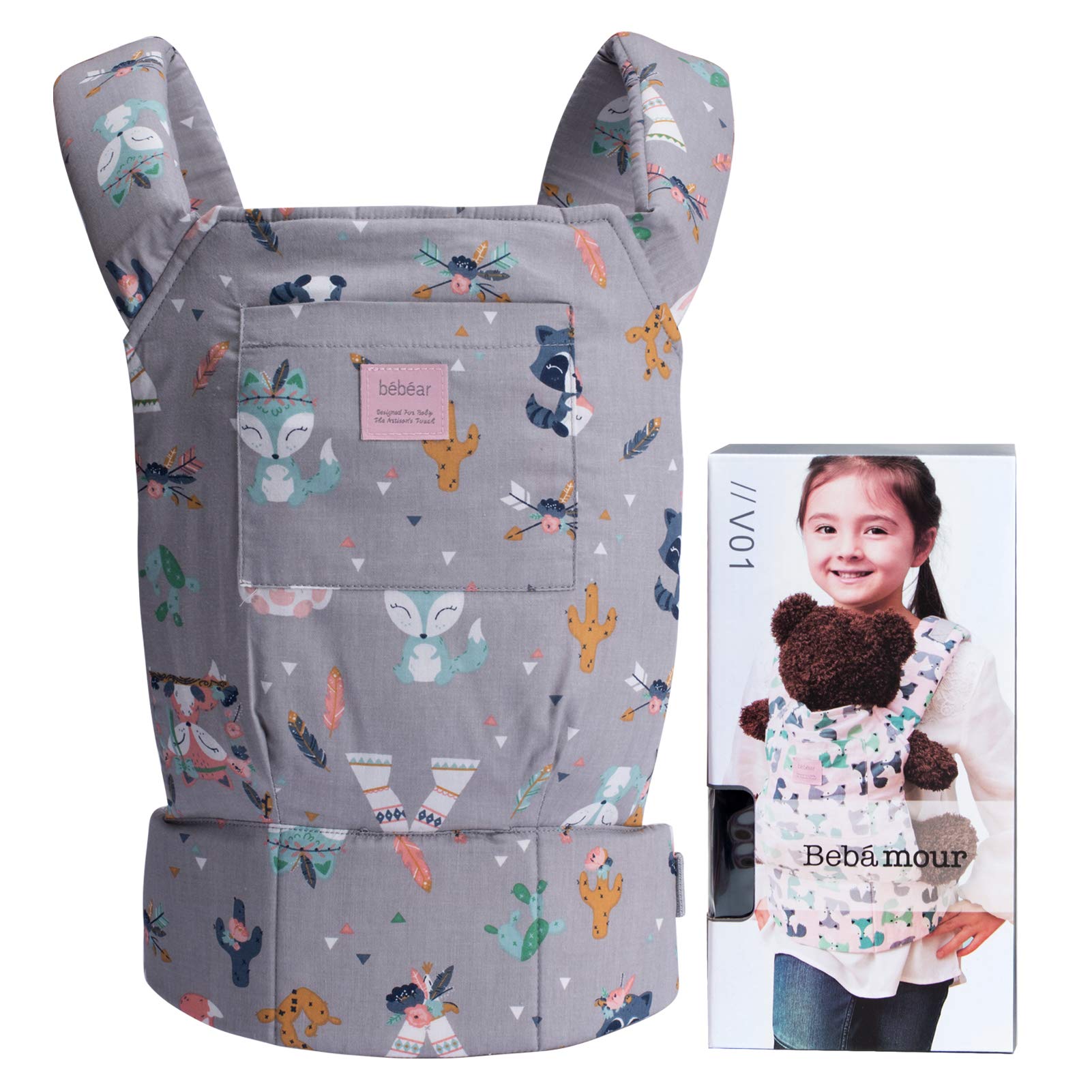 

Bebamour Слинг для куклы Мини-слинг Хлопковые детали для переноски кукол Игра понарошку Подарок на день рождения [Baby Amour] 2-сторонний (серый) серый