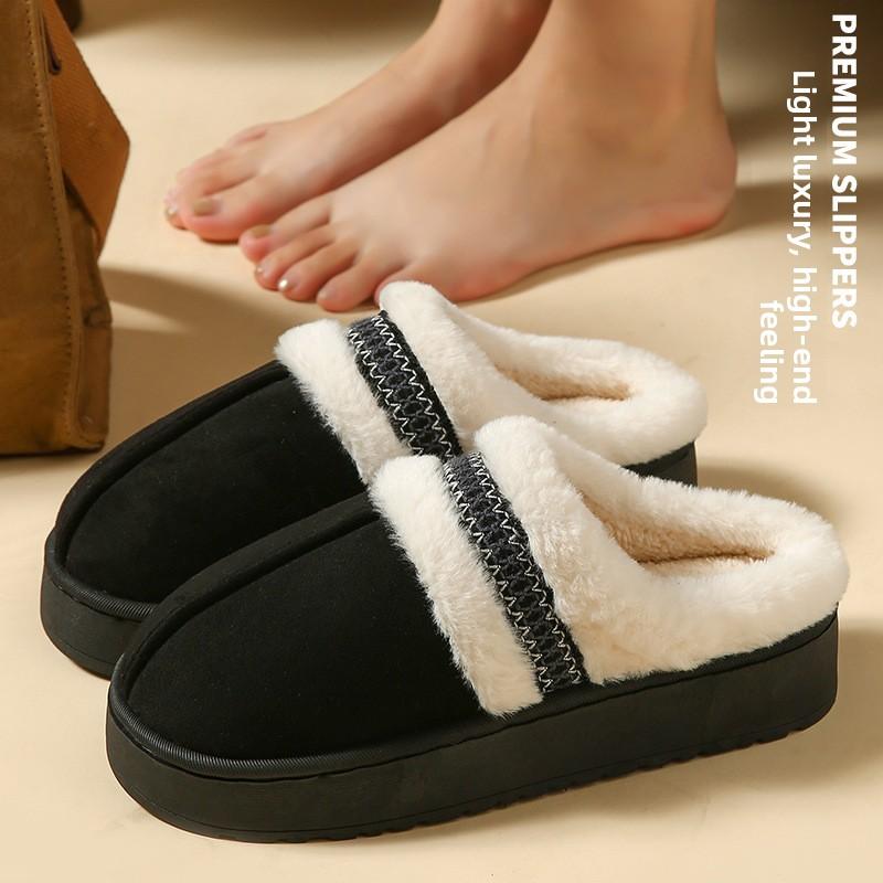 Indoor Cotton Slippers for Women In Winter, Thick Soled Woolen Shoes for Women To Wear Outside, Warm Plush Cotton Slippers for Women In Winter