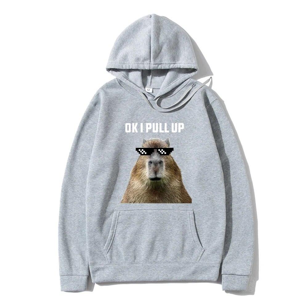 Funny Ok I Pull Up Capybara Print Hoodie Unisex's Casual Oversized Hooded Sweatshirts Gothic Pullovers Hot sell Clothes for Unisex